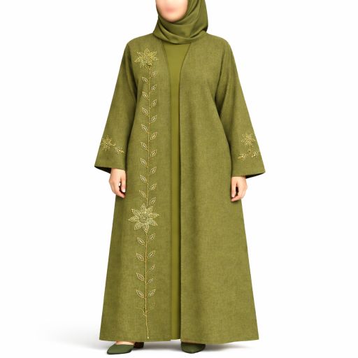 Cotton Outer Abaya, CY Inner Dress, Matching Scarf, and Matching Belt