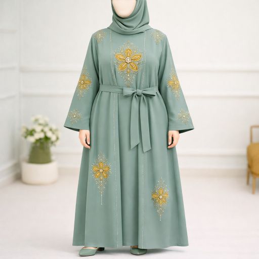 Premium & Luxury Nidha 4-Piece Inner & Outer Abaya Set Inner Work