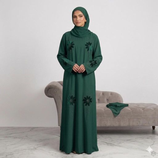 Luxury Velvet Floral Stone-Work Abaya by Sunnah