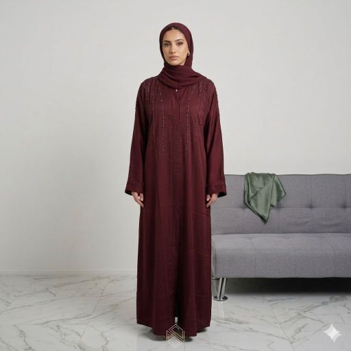 Elegant Linear Beaded Nida Abaya