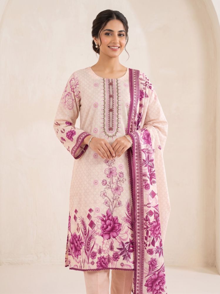 Timeless Elegance 3-Piece Printed & Embroidered Suit Set