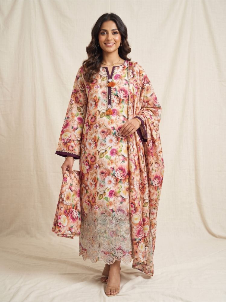 Meadow Grace 3-Piece Floral Cotton Ensemble