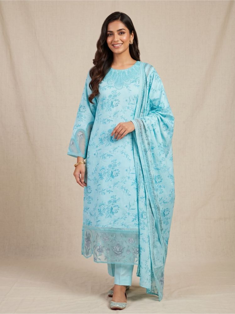 Botanical Charm 3-Piece Cotton Salwar Kameez