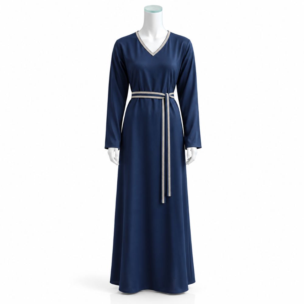 The Royal Style Balloon-Sleeve Embroidered Abaya Set – Premium 4 Pieces