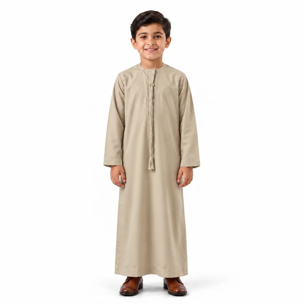 Boys’ Yemeni Thobe with Detachable Tassel Cord – 6 Colours