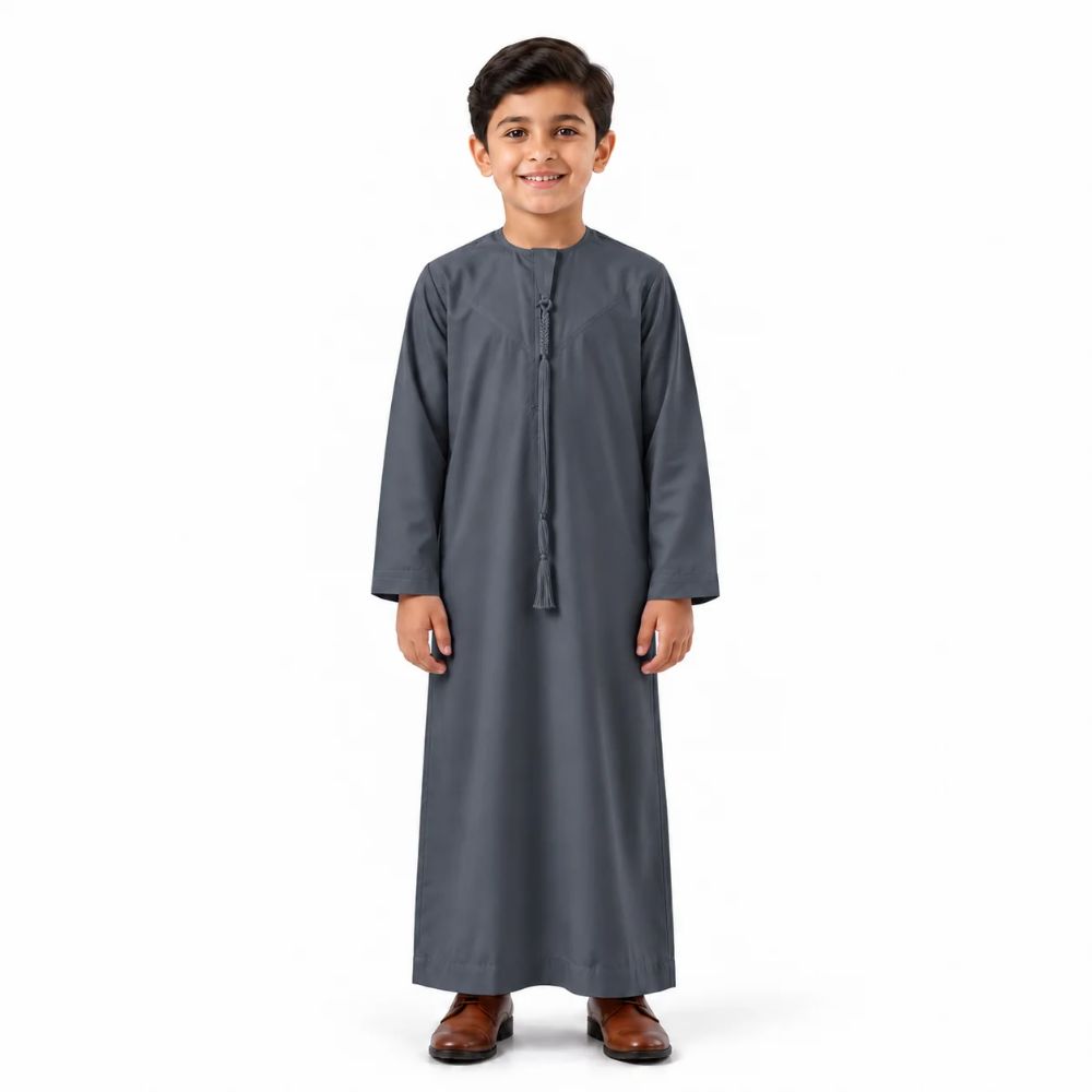 Boys’ Yemeni Thobe with Detachable Tassel Cord – 6 Colours