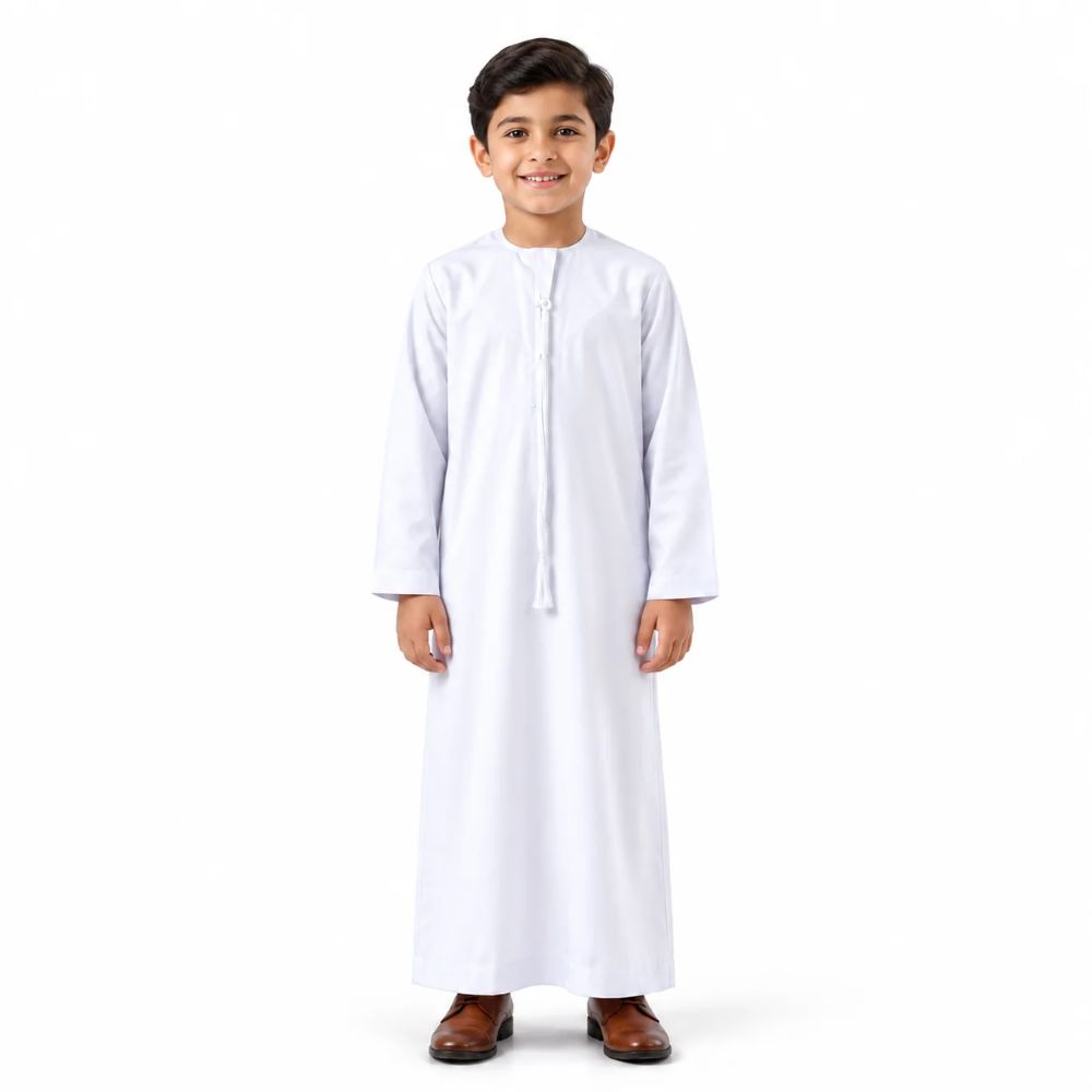 Boys’ Yemeni Thobe with Detachable Tassel Cord – 6 Colours