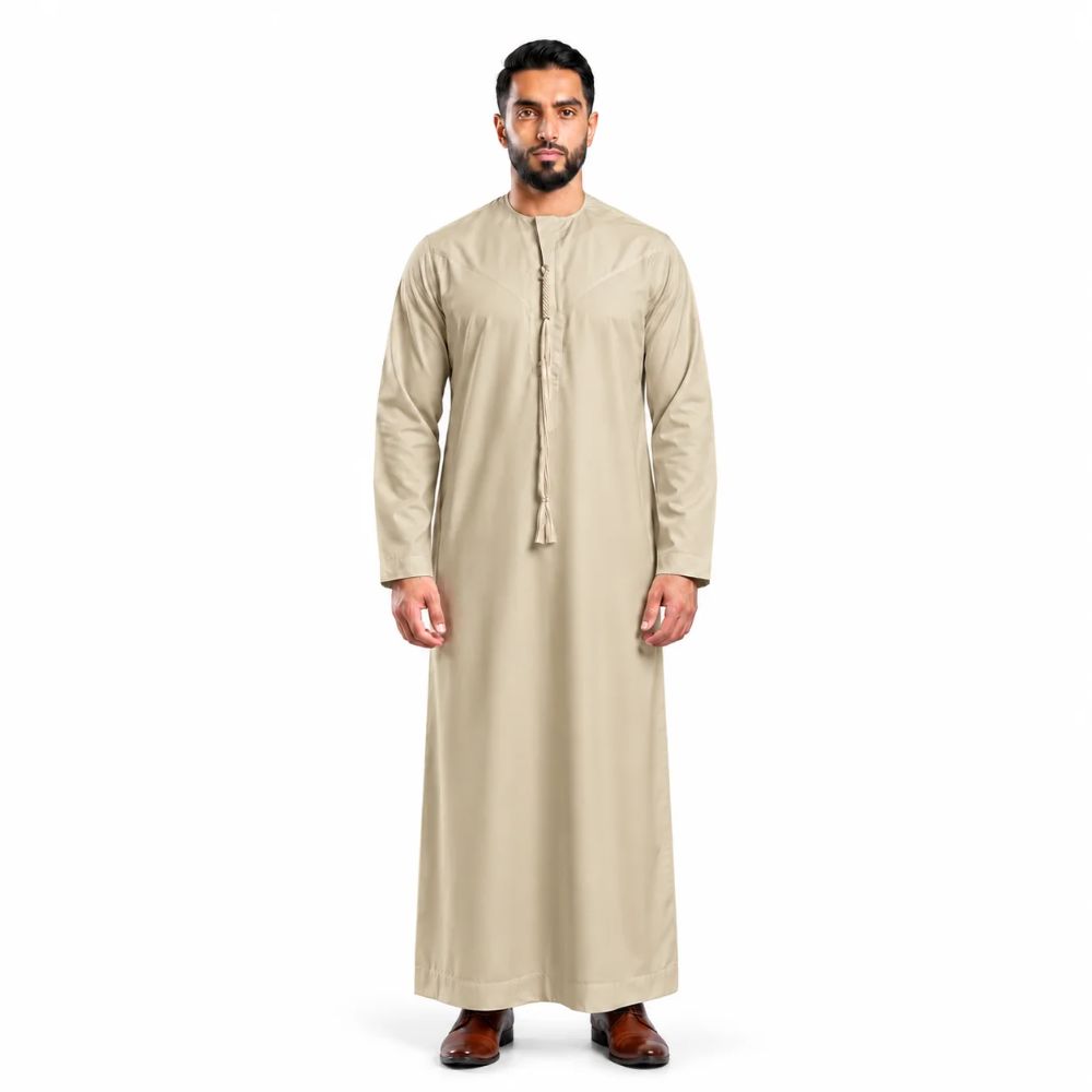 Men’s Yemeni Thobe with Detachable Braided Tassel – 6 Colours