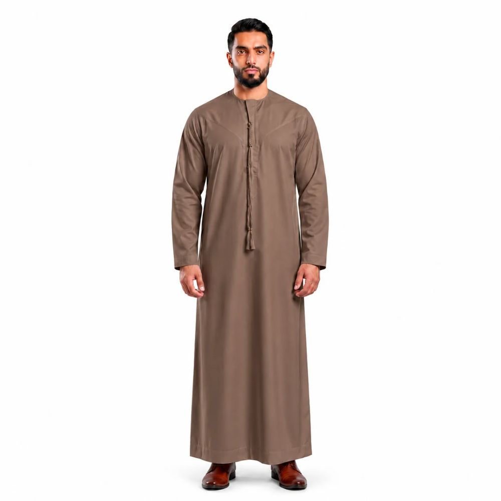 Men’s Yemeni Thobe with Detachable Braided Tassel – 6 Colours