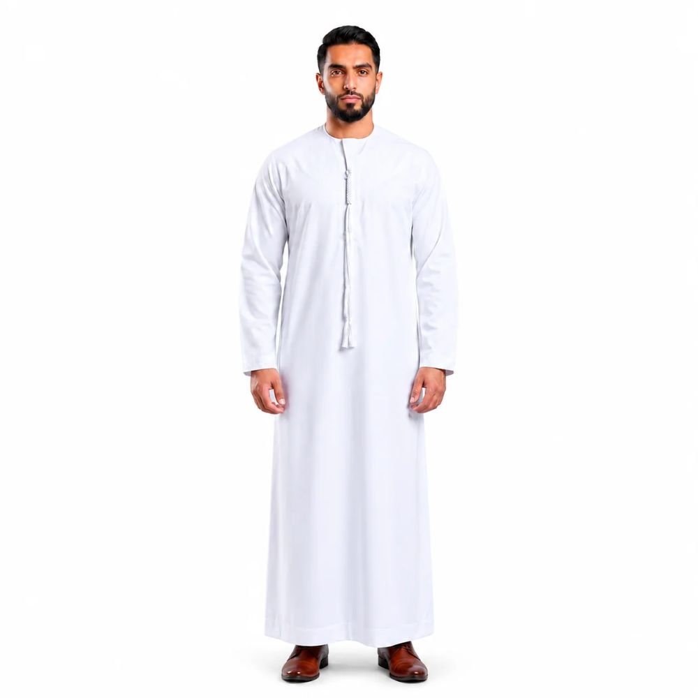 Men’s Yemeni Thobe with Detachable Braided Tassel – 6 Colours