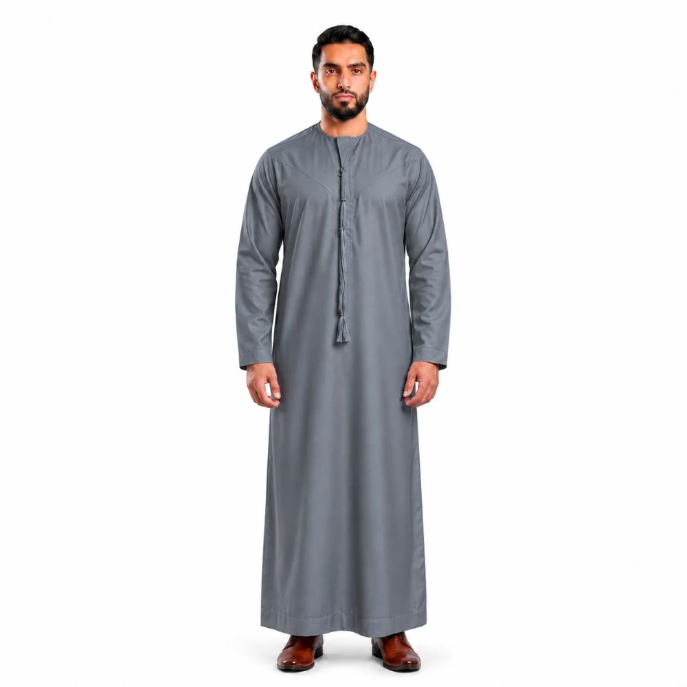 Men’s Yemeni Thobe with Detachable Braided Tassel – 6 Colours
